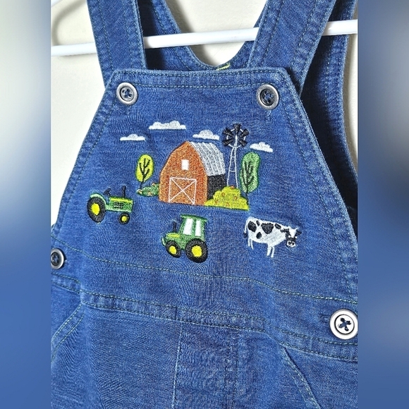 Infant Baby John Deere Faux Denim Embroidered Shorts Overalls, Size 3/6 Months - Picture 2 of 4